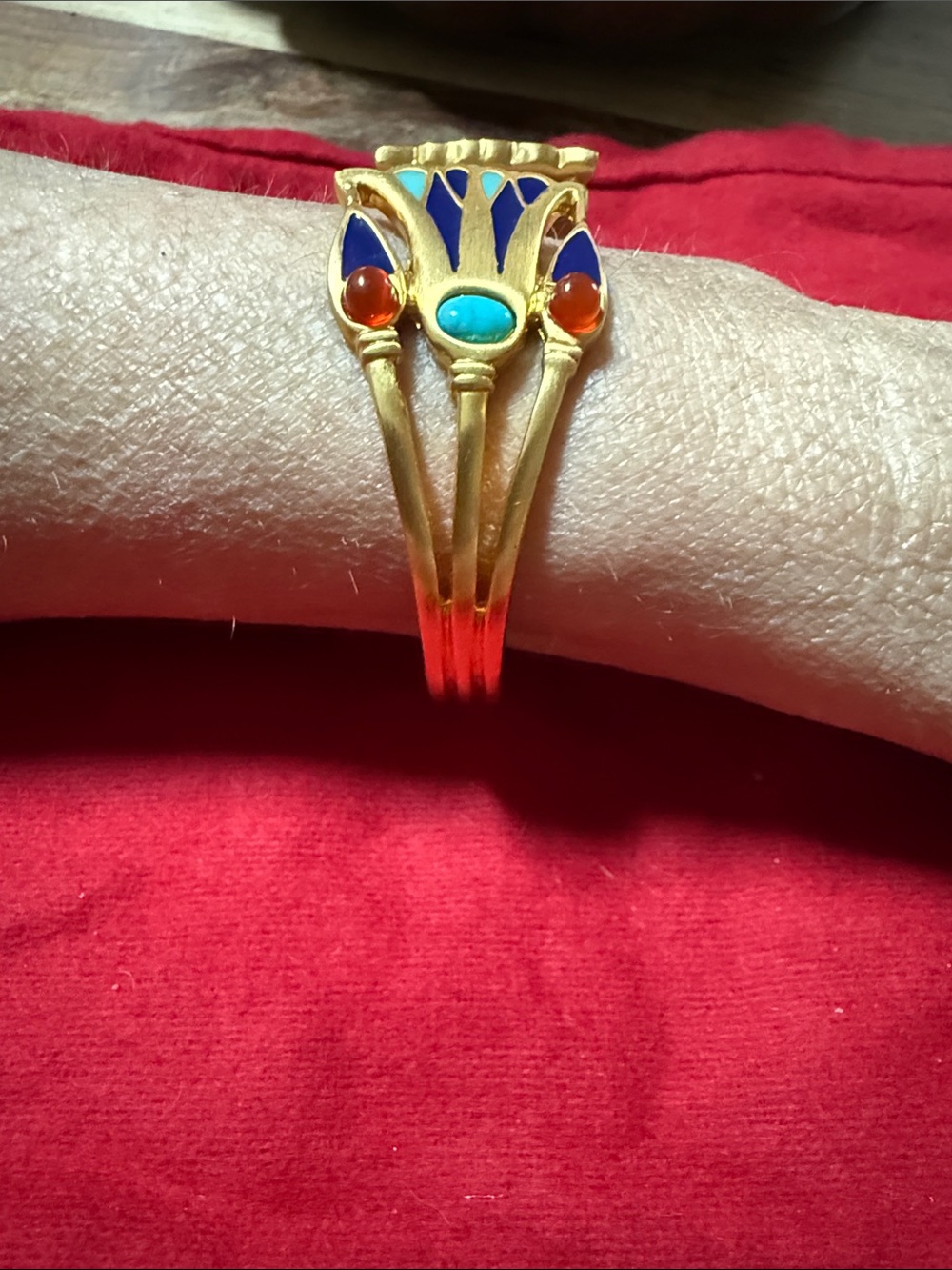 Handmade Museum Artisan Gold Tone Enamel Cuff Bracelet